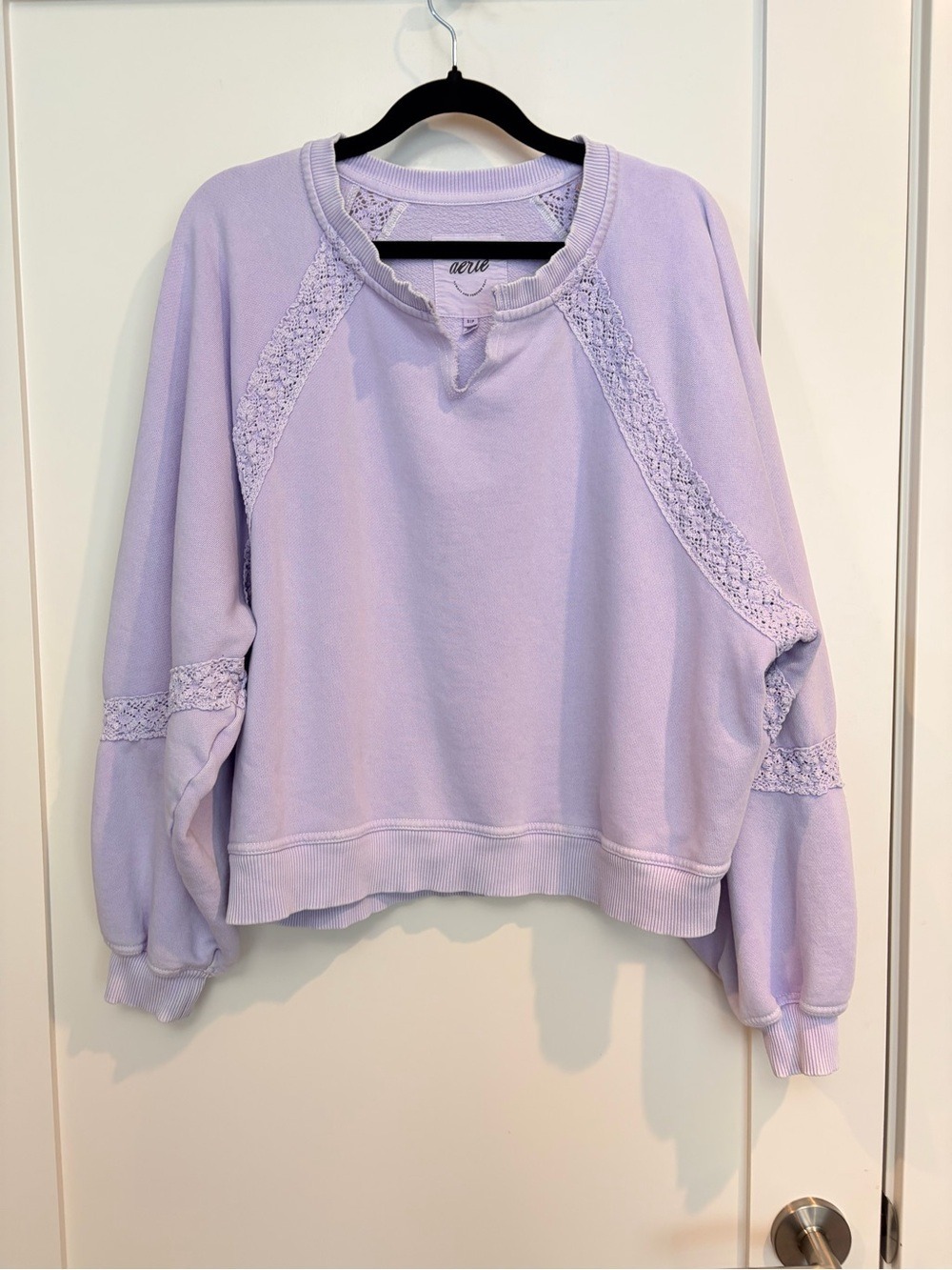 Aerie Hey Crochet Lavender Sweatshirt S